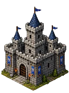 Animated isometric pixel art castle