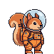Animated pixel-art astronaut squirrel idle animation made with SpriteCook