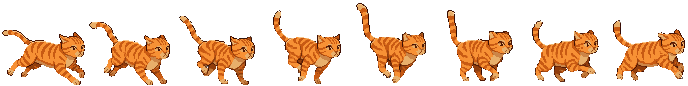 A run-cycle sprite sheet with eight frames in one image