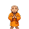 Animated pixel-art happy monk idle animation made with SpriteCook