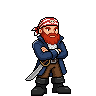 Animated pixel-art tiny pirate idle animation made with SpriteCook