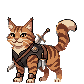 Animated pixel-art warrior cat idle animation made with SpriteCook
