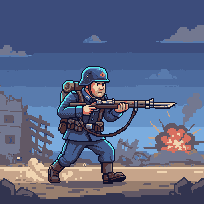 Infantry sprite after pixel grid detection and snapping