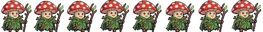 An eight frame walk cycle sprite sheet