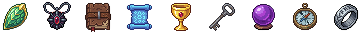 Nine loot icons sliced from one collection into transparent singles