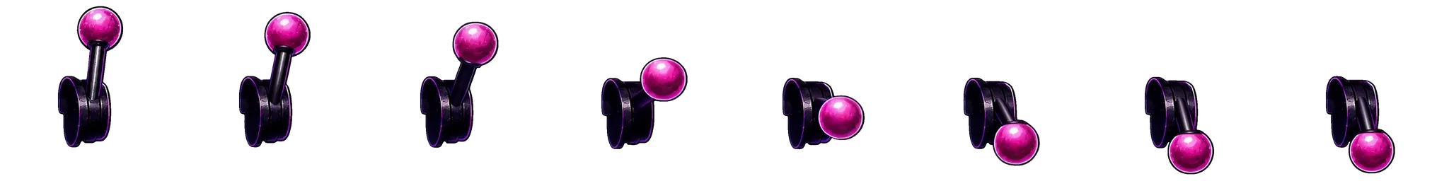 Eight-frame lever pull animation sprite sheet for game UI