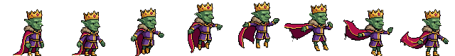 Goblin jump animation sprite sheet, eight frames