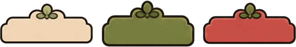 Three tab sprites in cream, green, and red for a Unity UI