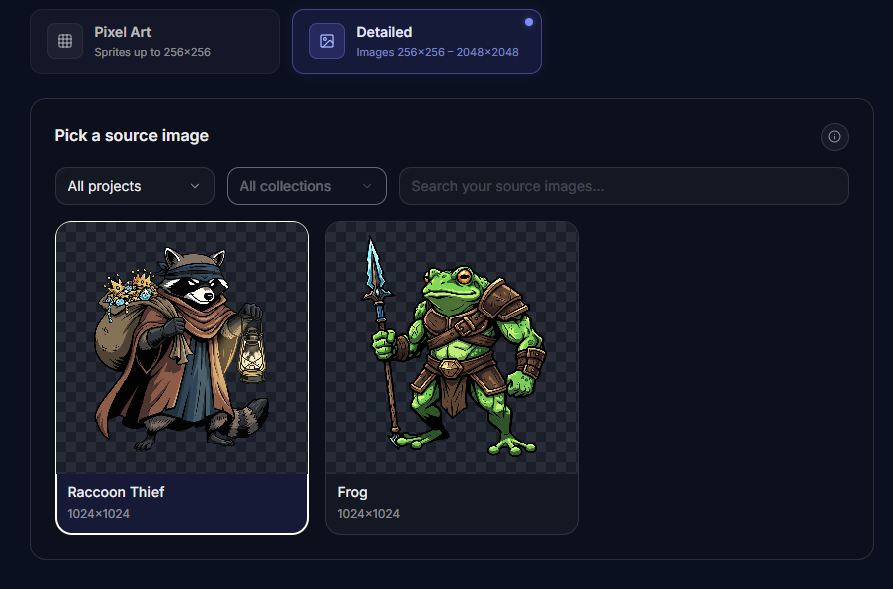 Selecting a detailed source image