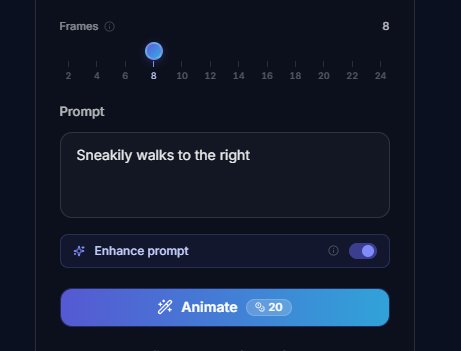 Prompt box for detailed animation