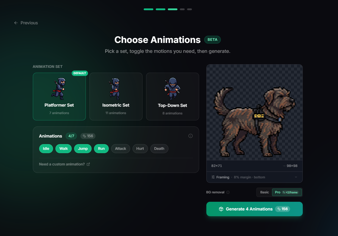 Choose animation set
