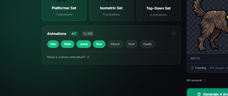 Animation options close-up