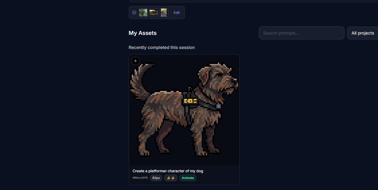 Generated pixel art dog sprite