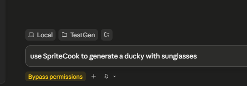 Prompting Claude to use SpriteCook to generate a ducky with sunglasses