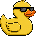 The generated pixel art ducky with sunglasses