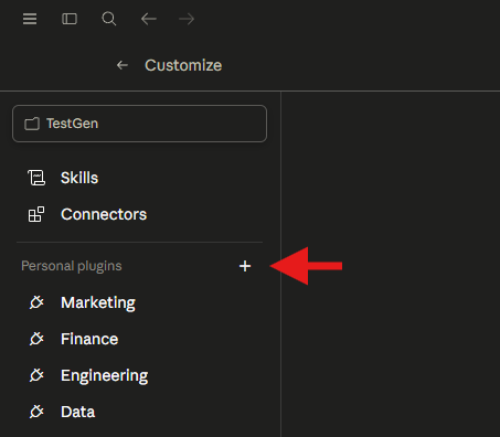 The plus icon next to Personal plugins in the Customize screen