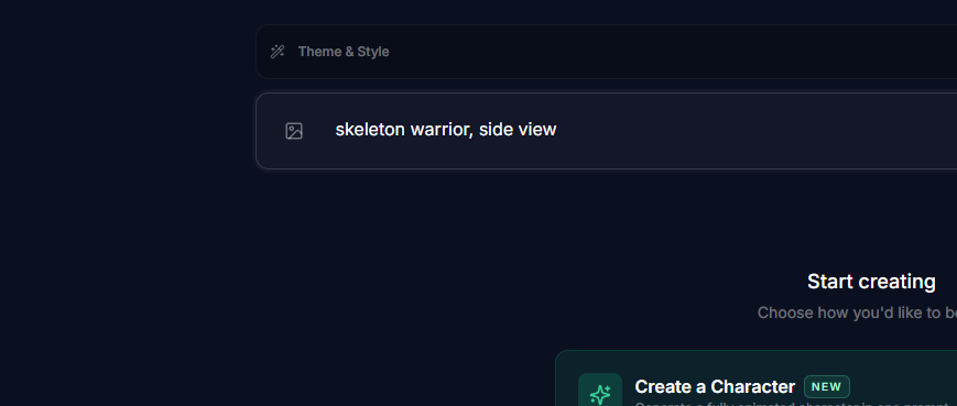 Prompt input on the create page