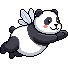 The generated pixel art flying panda, base pose