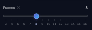Animation frames slider showing every count from 3 to 16, odd numbers included