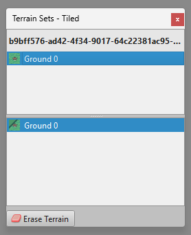 The Terrain Sets panel in Tiled with Ground 0 selected
