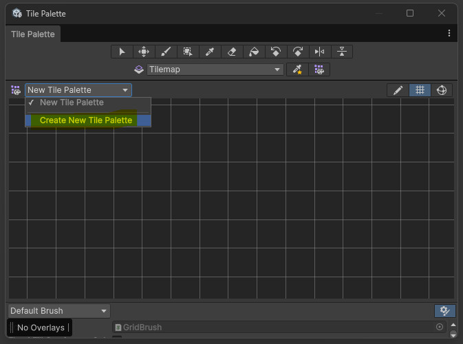 Creating a new Tile Palette in Unity